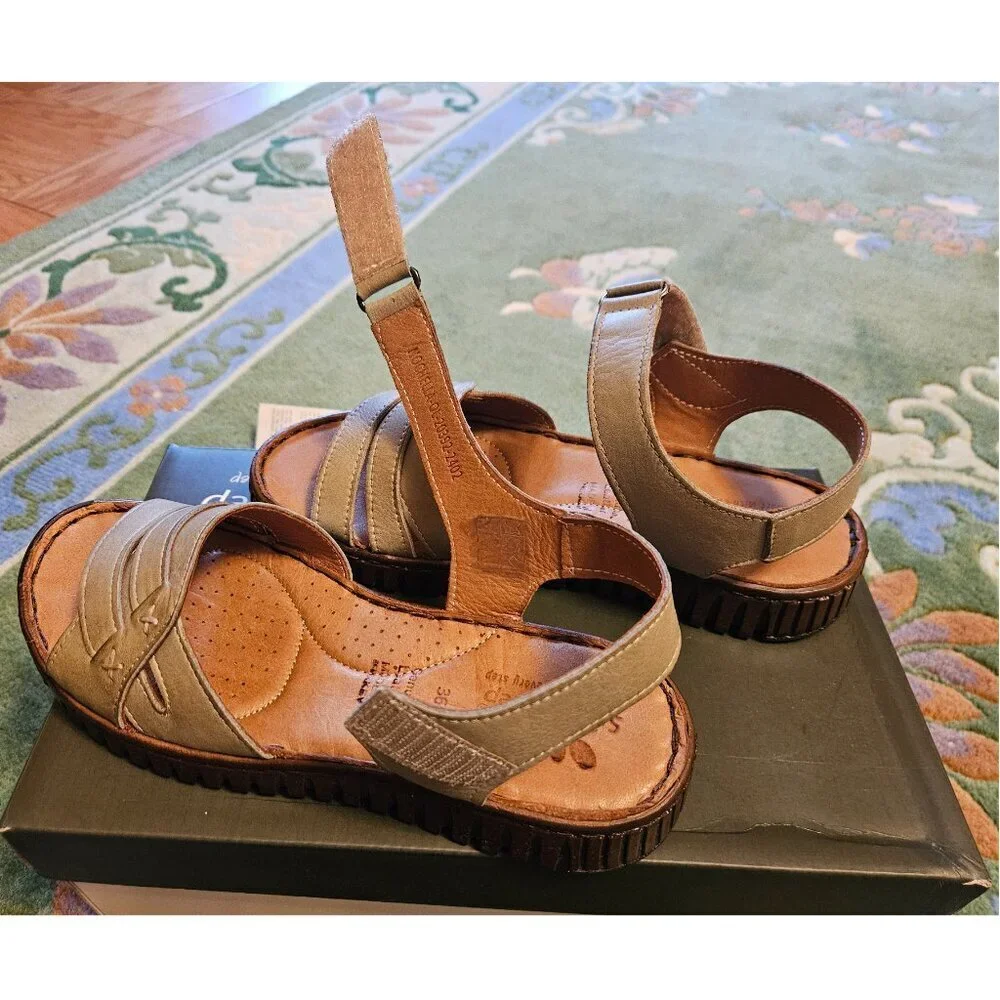 Women's Leather Sandal, Spring Step Nochella Olive Green, Size 36 (US 6)